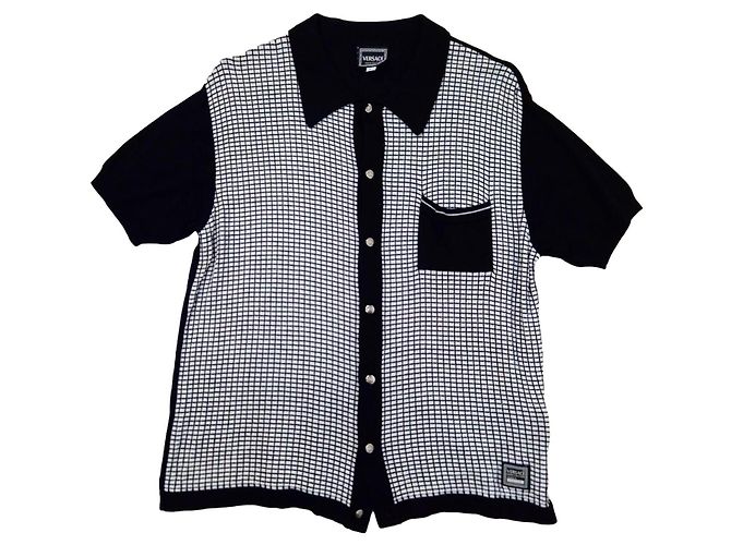 Versace Jeans Couture Karierte Vintage-Hemd von Versace Schwarz Weiß