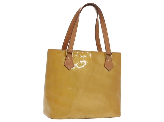 LOUIS VUITTON Sac à main Monogram Vernis Houston Beige M91004 LV Auth th5476