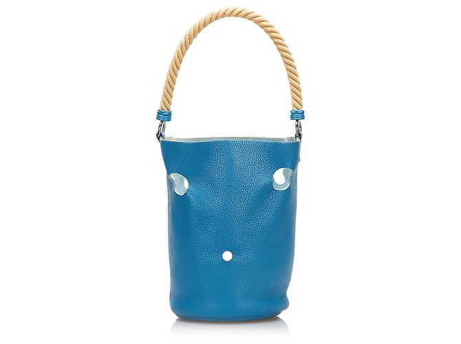 Blauer Hermès Clemence Mangeoire Eimer PM