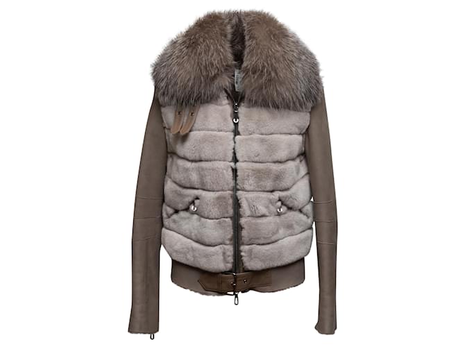 Autre Marque NON SIGNE / UNSIGNED Jackets T.FR 38 Leather Grey  ref.1909502