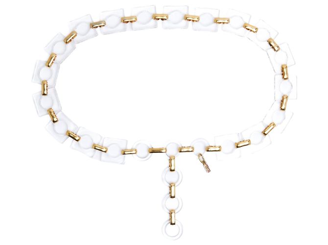 Cinto Vintage Yves Saint Laurent YSL T80 Transparente Tamanho M/L ou US30 Dourado