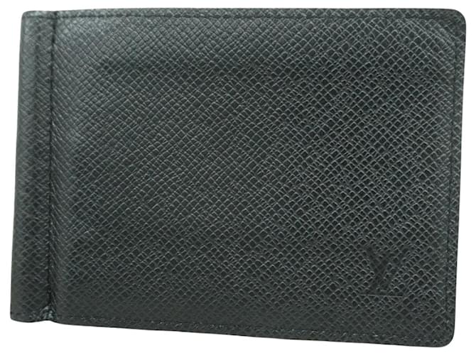 Louis Vuitton Money Clip Wallet Black Leather  ref.1910420