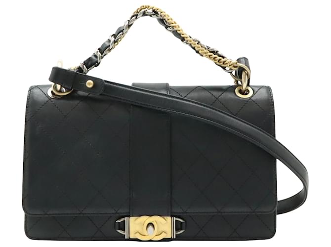 Chanel Boy Black Leather  ref.1910477