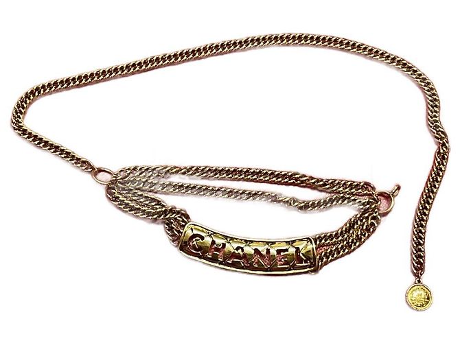 Cinturón Chanel Dorado Metal 80 cm