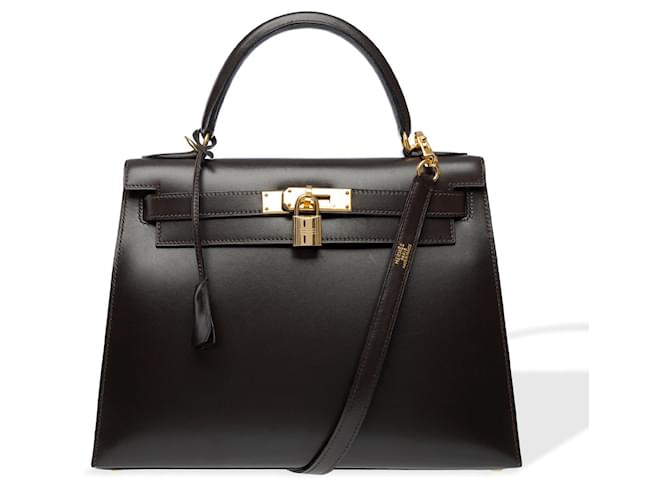 Hermès HERMES Kelly 28 Bag in Brown Leather - 102274  ref.1910821