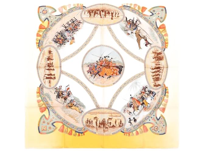 Hermès Carré 90 "CAVALIERS PEULS" 100% Silk Scarf Yellow  ref.1911049