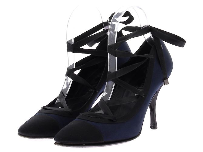 CHANEL Heels T.EU 38 Cloth Navy blue