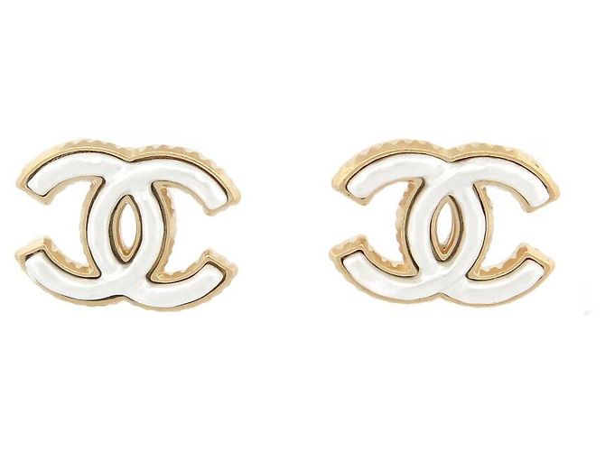 NOVE ORECCHINI CHANEL LOGO CC PERLA BIANCA E METALLO ORO D'oro