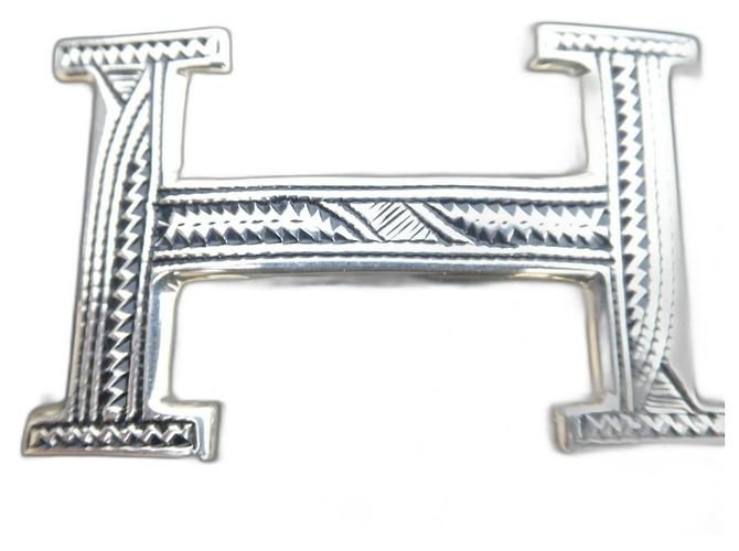 Hermès Touareg belt buckle in solid silver with box and dustbag Silvery