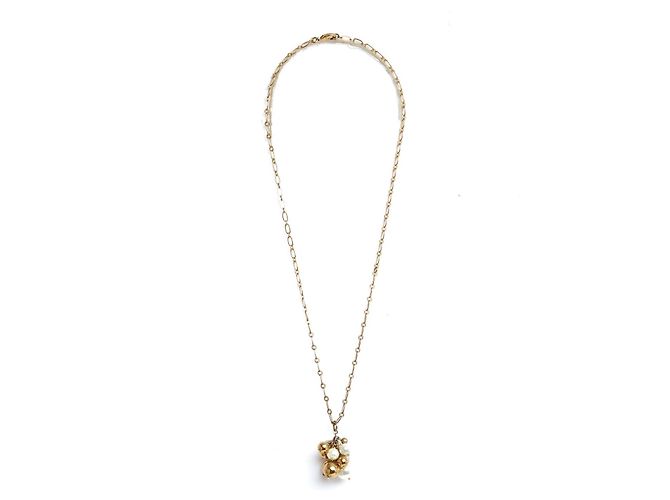 Colar Chanel 2007 CC Pérolas e contas com franjas na corrente Dourado