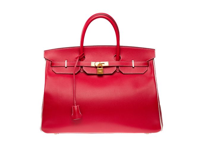 Hermès HERMES Birkin 40 Bag in Red Leather - 102281