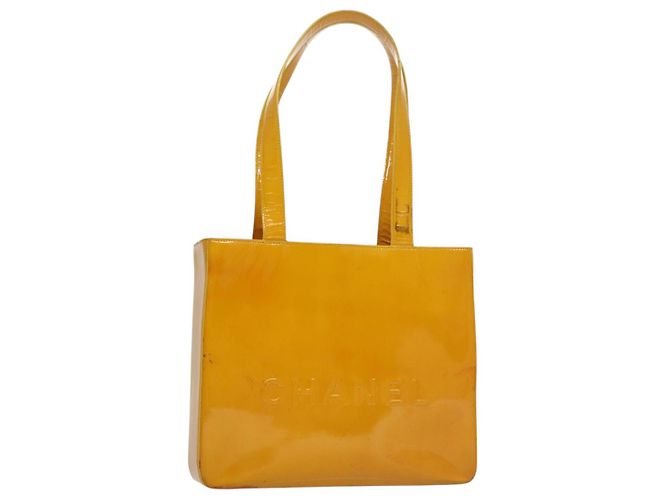 CHANEL Borsa Tote Smalto Giallo CC Auth fm4195