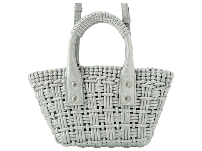 Balenciaga Bistro Basket Silvery Patent leather  ref.1914054