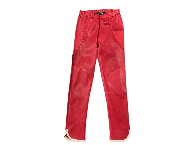 Isabel Marant Lederhose in Rot und Ecru Roh