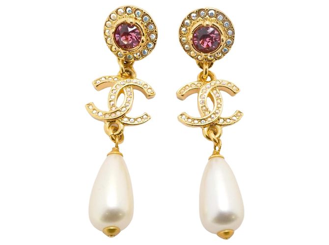 Pendientes de oro y rosa de Chanel Dorado