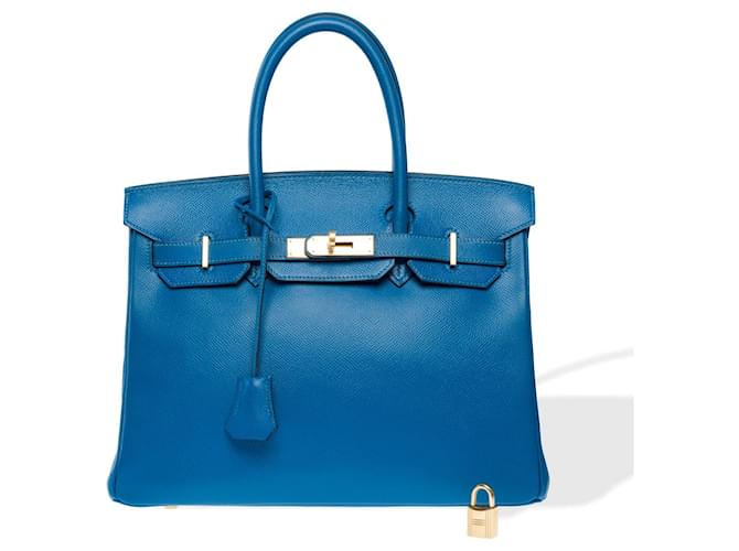 Hermès Sac HERMES Birkin 30 en Cuir Bleu - 102336  ref.1914267