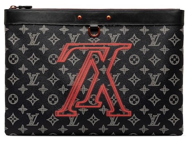Bolsa Clutch Apollo de Monograma Ink preto da Louis Vuitton de cabeça para baixo Couro  ref.1914387