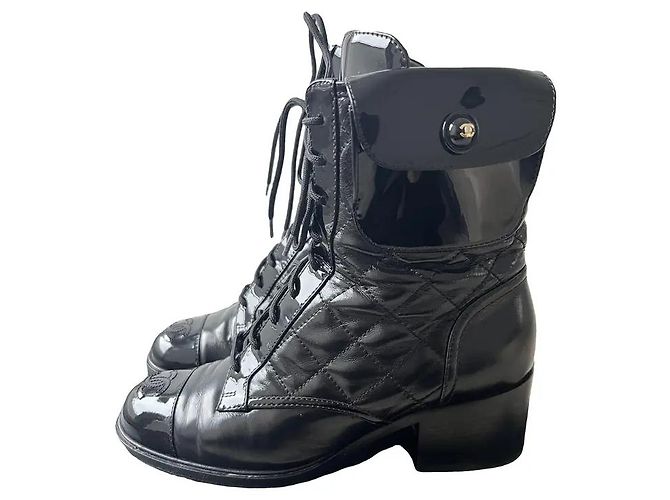 Chanel Black Leather Boots