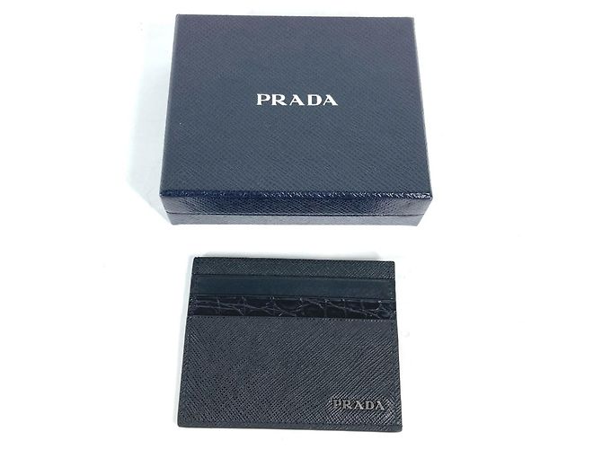 Prada Saffiano Leather Card Case Black