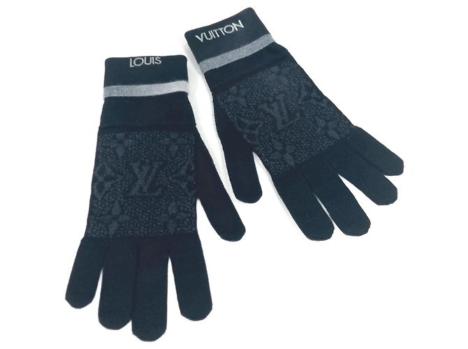 Louis Vuitton Gong Mai Monogram Eclipse Gloves Brown Black