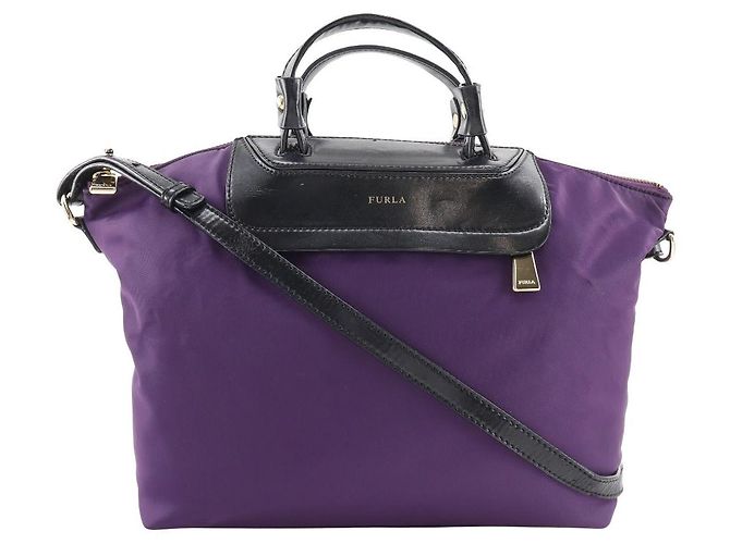 Bolsa de ombro 2WAY em nylon Furla roxa Roxo