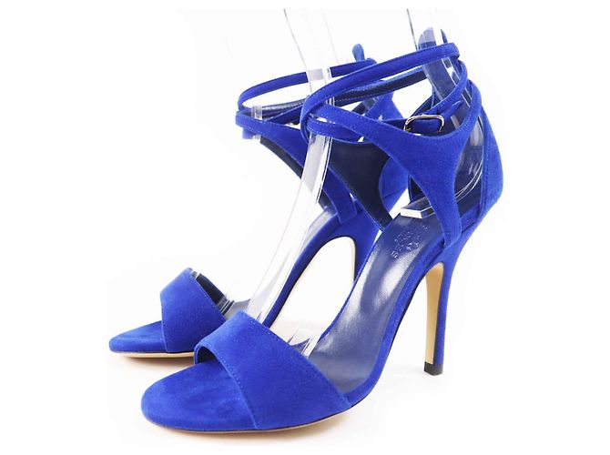 Hermès HERMES Suede Leather Sandals Blue 35.5
