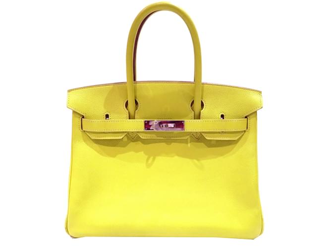 Hermès Hermes Birkin 30 Verso Handbag in Lime Golden Leather  ref.1917093