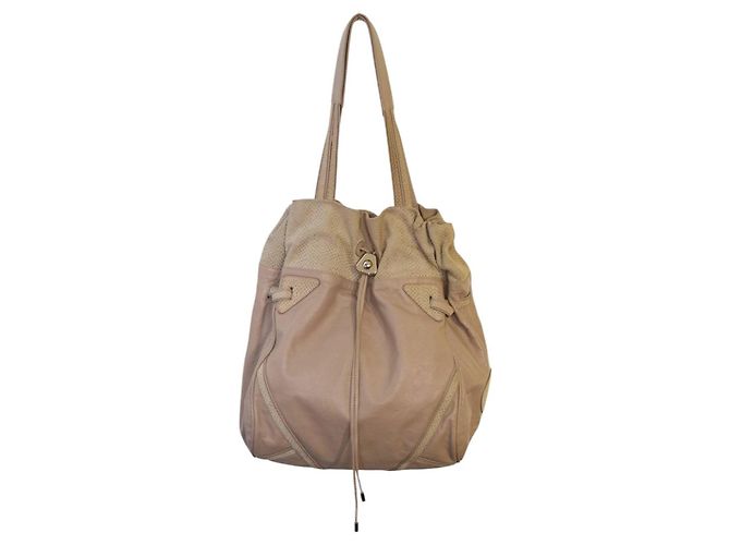 See by Chloé Beige Leather and Suede Drawstring Hobo Bag
