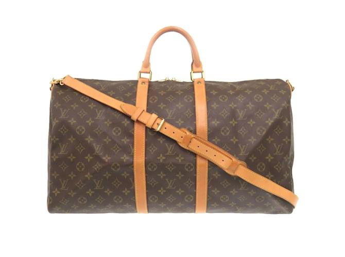 Louis Vuitton Keepall Bandouliere 55 Monogram Boston Bag Brown Patent leather  ref.1917470