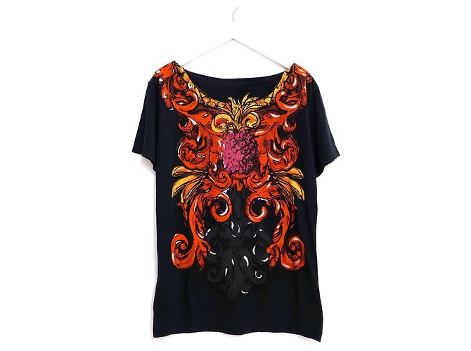 Camiseta con estampado de piña Prada Primavera 2011 Negro Multicolor