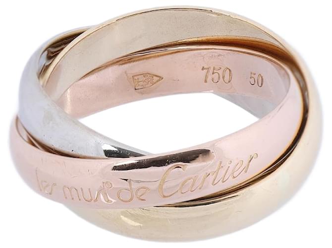Anillo Trinity Cartier 750 (YG×PG×WG) 7,1 g en tamaño 50 Dorado