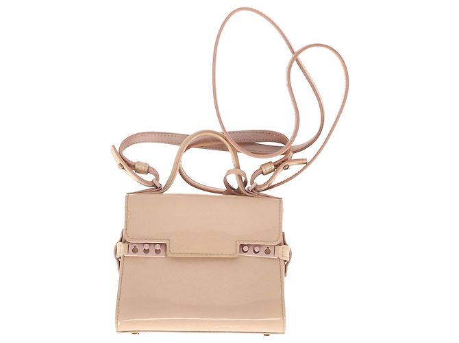 Delvaux Tempete Micro Bag in Beige Patent Leather