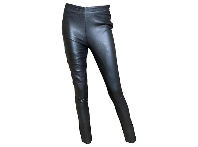Mango Lederhose Schwarz