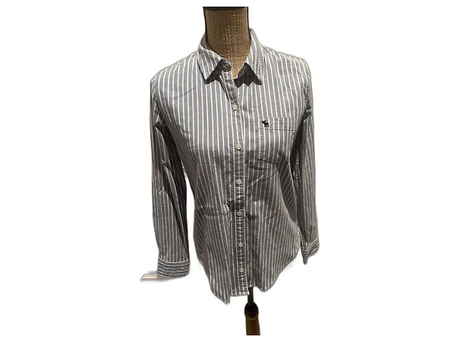 Camicia Abercrombie & Fitch in cotone bianca e blu Bianco
