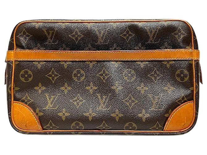 Clutch Compiegne 28 da Louis Vuitton Marrom Lona  ref.1920312