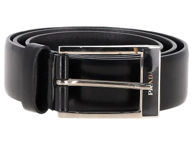 Schwarzer Leder-Gürtel mit Prada-Logo-Schnalle