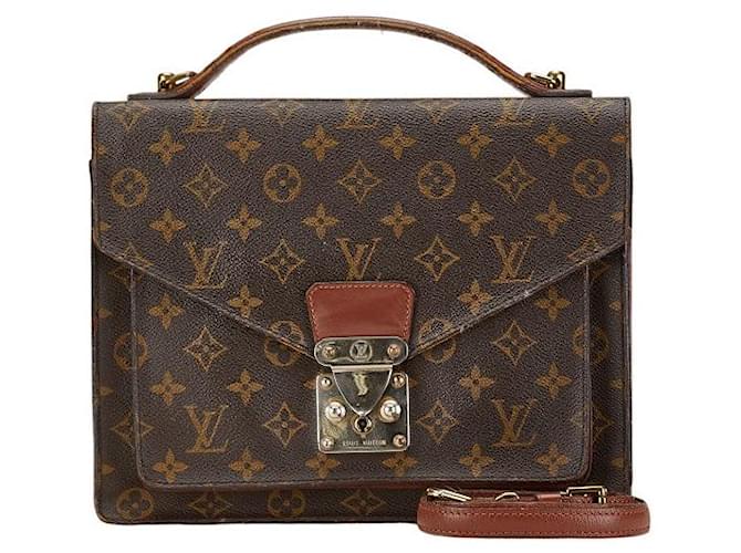 Louis Vuitton Monceau 2WAY Handbag Brown Cloth  ref.1920586
