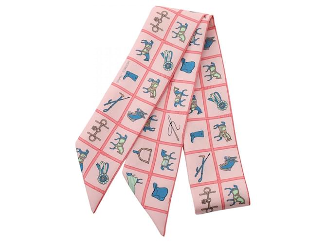 Hermès Hermes Silk Twilly Scarf Pink Multicolor  ref.1920861