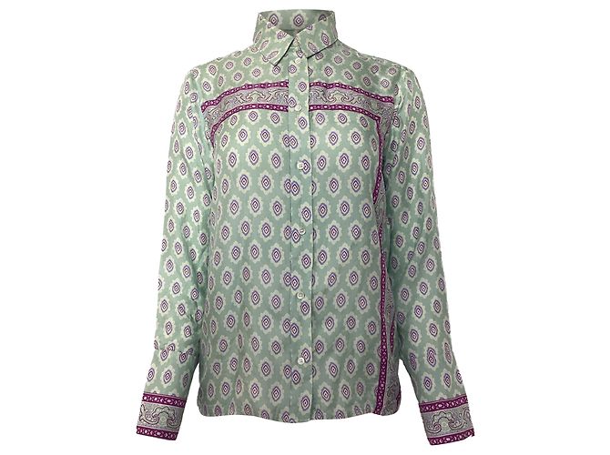 Camisa estampada Sandro en seda verde