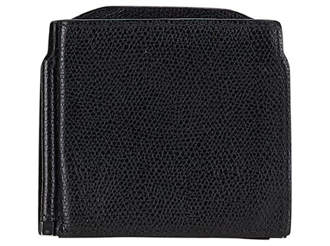 Valextra Leather Money Clip Coin Case Black  ref.1921296