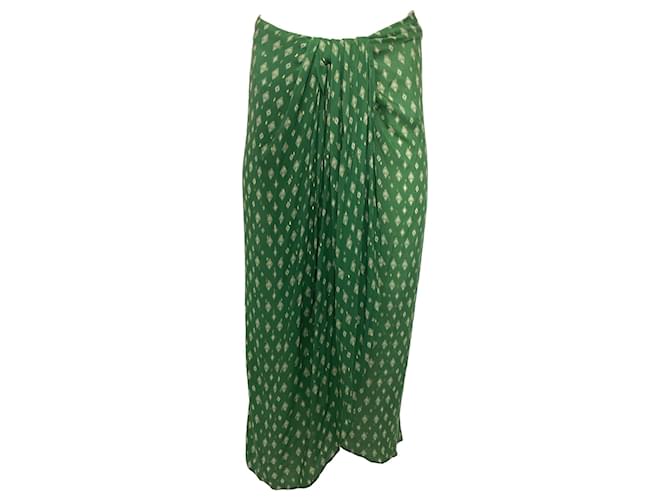 Autre Marque Johanna Ortiz Merecumbé Print Faux Wrap Maxi Skirt in Green Viscose Cellulose fibre  ref.1921312