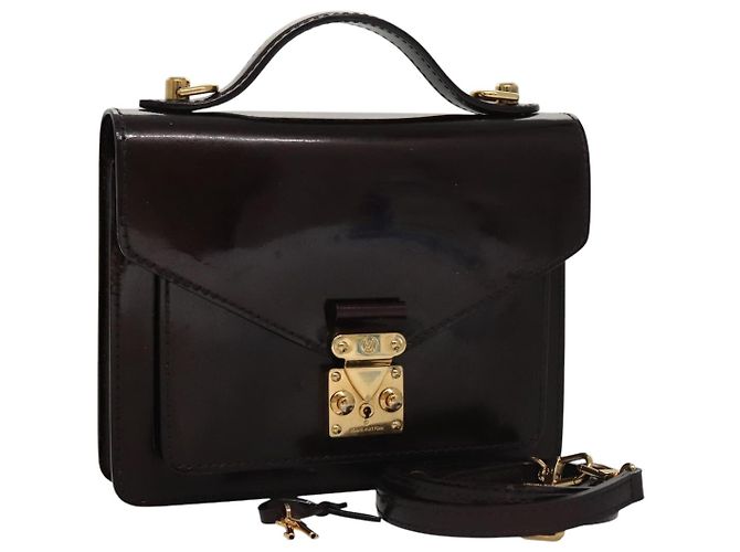 LOUIS VUITTON Vernis Monceau BB Sac à main 2way Amarante M91580 LV Auth 101839 Bordeaux