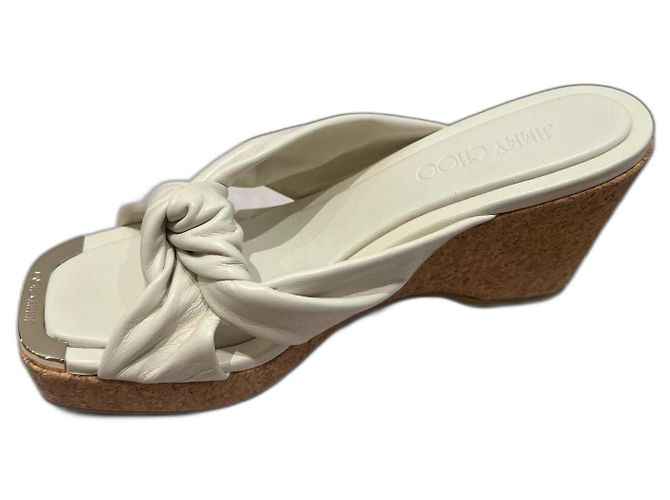 Jimmy Choo Mules espadrilles compensés Avenue Wedges 110 Blanc cassé