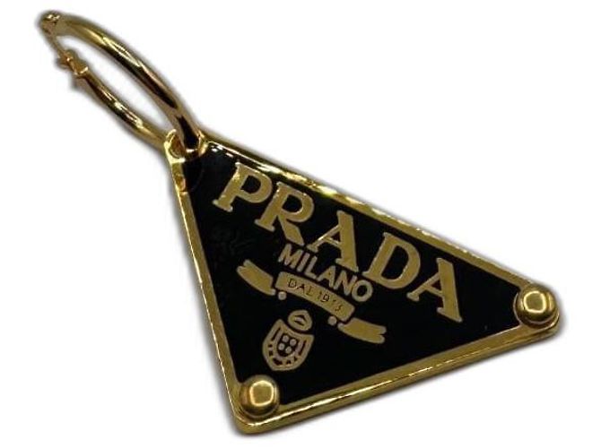 Orecchini Prada Metallo Nero e Oro D'oro 
