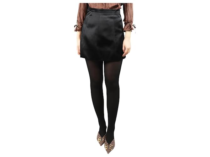 Autre Marque Black satin mini skirt - size UK 8 Cotton  ref.1923017