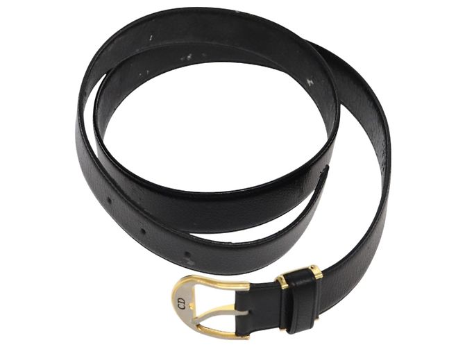 Schwarzer Leder-Gürtel Christian Dior Auth ti2452