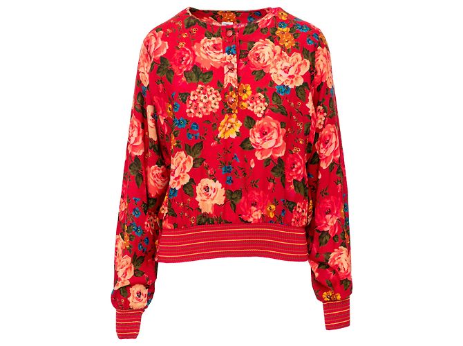 Emanuel Ungaro Top de lana con estampado floral Ungaro Roja