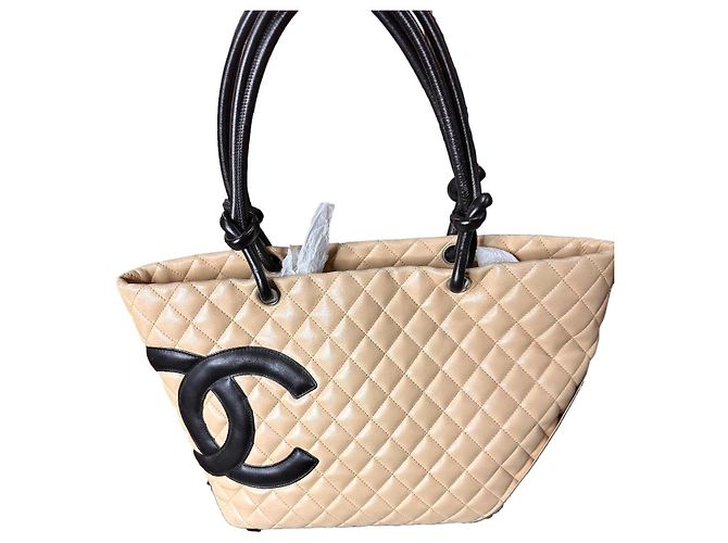 Bolsa Tote Chanel Cambon Ligne Marrom Couro