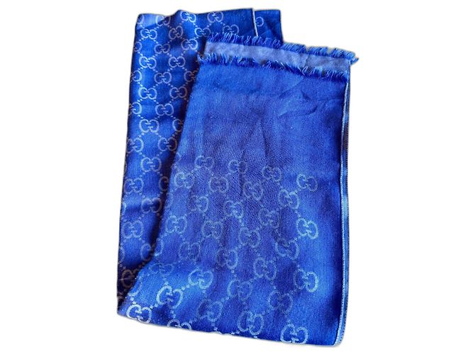 Sciarpa Gucci in seta e lana blu 
