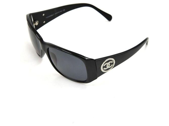 Gafas de sol Chanel CC Logo perlas negras y strass Negro